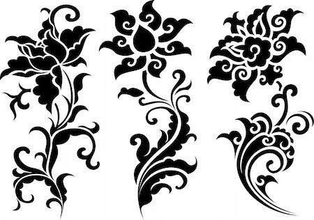 decorative ornate vector corners - flower pattern design Stock Photo - Budget Royalty-Free & Subscription, Code: 400-04761577