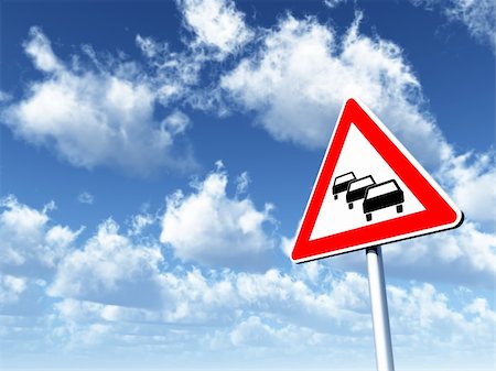 simsearch:400-04480527,k - road sign traffic jam under cloudy blue sky - 3d illustration Stock Photo - Budget Royalty-Free & Subscription, Code: 400-04762118