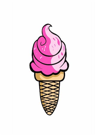 strawberry ice cream images cone - Vector illustration of tasty pink ice cream Stock Photo - Budget Royalty-Free & Subscription, Code: 400-04762223