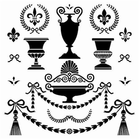 elakwasniewski (artist) - Set of classic style ornaments, isolated on white, full scalable vector graphic for easy editing and color change, included Eps v8 and 300 dpi JPG Stock Photo - Budget Royalty-Free & Subscription, Code: 400-04762306