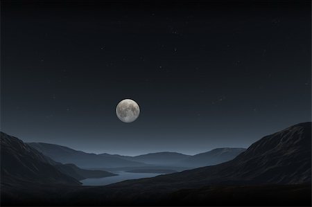 An image of a night landscape with a full moon Stock Photo - Budget Royalty-Free & Subscription, Code: 400-04762548