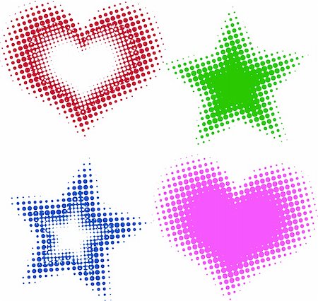 halftone heart and stars - vector Fotografie stock - Microstock e Abbonamento, Codice: 400-04762565