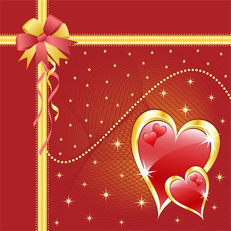simsearch:400-05736913,k - Red love hearts and bow for valentines day or any romantic event. Copy space for text. Fotografie stock - Microstock e Abbonamento, Codice: 400-04762576