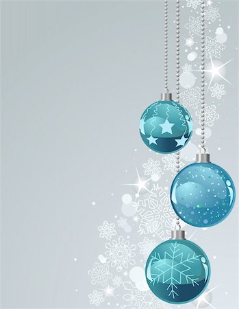 simsearch:400-04146770,k - Vector Christmas Background with balls and snowflakes Fotografie stock - Microstock e Abbonamento, Codice: 400-04762692