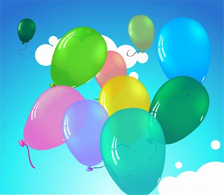 simsearch:400-04300855,k - Colorful pretty ballooons in sky with clouds Foto de stock - Super Valor sin royalties y Suscripción, Código: 400-04763341