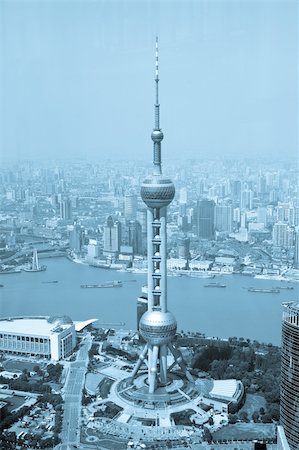 simsearch:400-04876196,k - China Shanghai the pearl tower, the Bund and Puxi skyline Stock Photo - Budget Royalty-Free & Subscription, Code: 400-04763342