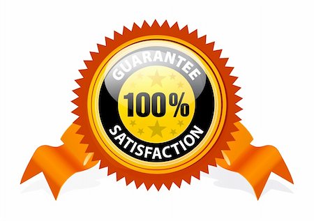 100% Satisfaction Guaranteed Sign with ribbon on white background Stockbilder - Microstock & Abonnement, Bildnummer: 400-04763407