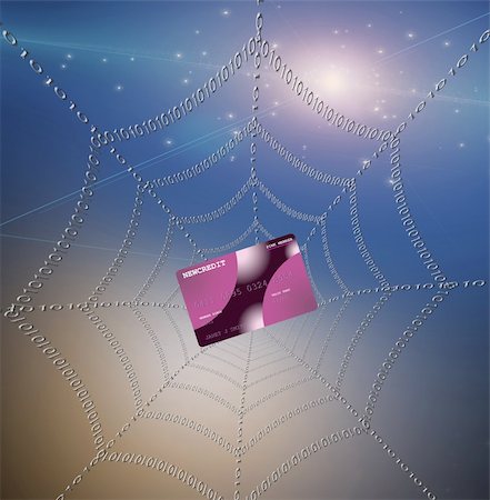 simsearch:400-05388227,k - Credit card caught in web Fotografie stock - Microstock e Abbonamento, Codice: 400-04763487