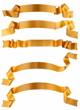 Elegance gold ribbon banner collection Stock Photo - Budget Royalty-Free & Subscription, Code: 400-04763645