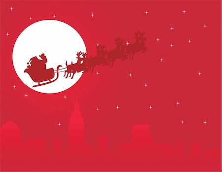 vector illustration of urban holiday background with santa claus Stock Photo - Budget Royalty-Free & Subscription, Code: 400-04763731