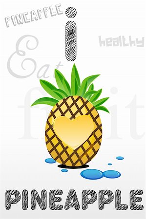 partly - illustration of i love pineapple Stock Photo - Budget Royalty-Free & Subscription, Code: 400-04763789