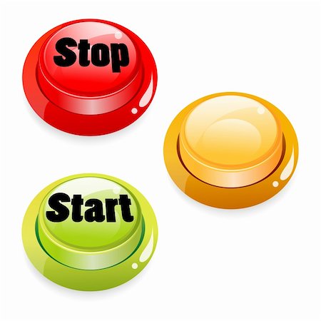 illustration of set of start stop push button on isolated background Stock Photo - Budget Royalty-Free & Subscription, Code: 400-04763851