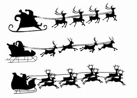 santa claus sleigh flying - Silhouette Illustration of Flying Santa and Christmas Reindeer Stock Photo - Budget Royalty-Free & Subscription, Code: 400-04763993