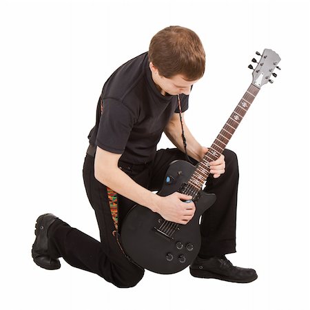 simsearch:400-08138723,k - rock singer with electric guitar on white background Stock Photo - Budget Royalty-Free & Subscription, Code: 400-04774568