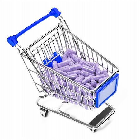 Carts on a white background filled with pills Stock Photo - Budget Royalty-Free & Subscription, Code: 400-04774692