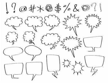 hand-drawn speech and thought bubbles, in comic style. Stock Photo - Budget Royalty-Free & Subscription, Code: 400-04774848