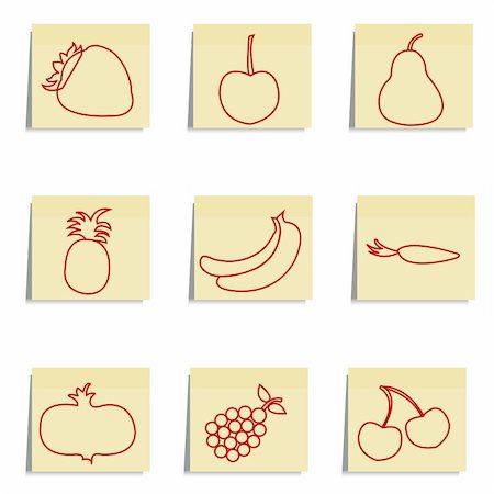 simsearch:400-06386179,k - illustration of sketchy fruits icons on white background Foto de stock - Super Valor sin royalties y Suscripción, Código: 400-04775011