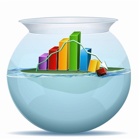 simsearch:400-06202045,k - illustration of business graph crashing in water tank on white background Foto de stock - Super Valor sin royalties y Suscripción, Código: 400-04775035