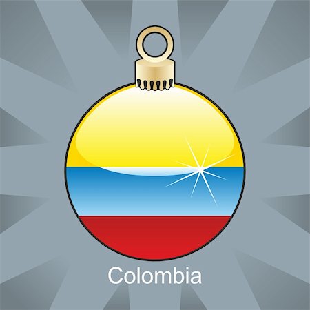 fully editable vector illustration of isolated colombia flag in christmas bulb shape Foto de stock - Super Valor sin royalties y Suscripción, Código: 400-04775346