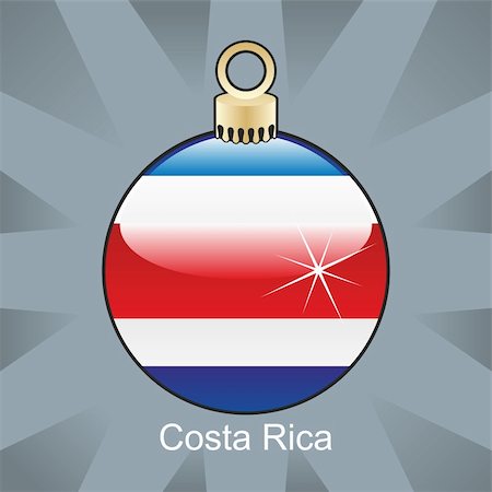 fully editable vector illustration of isolated costa rica flag in christmas bulb shape Stock Photo - Budget Royalty-Free & Subscription, Code: 400-04775350