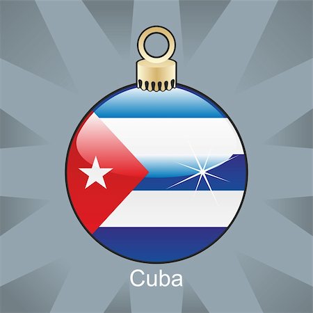 fully editable vector illustration of isolated cuba flag in christmas bulb shape Foto de stock - Super Valor sin royalties y Suscripción, Código: 400-04775352