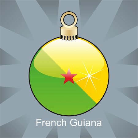 fully editable vector illustration of isolated french guyana flag in christmas bulb shape Foto de stock - Super Valor sin royalties y Suscripción, Código: 400-04775374