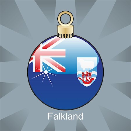 fully editable vector illustration of isolated falkland flag in christmas bulb shape Foto de stock - Super Valor sin royalties y Suscripción, Código: 400-04775371