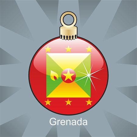 fully editable vector illustration of isolated grenada flag in christmas bulb shape Foto de stock - Super Valor sin royalties y Suscripción, Código: 400-04775385