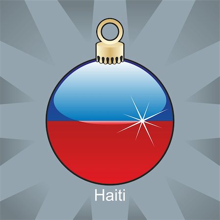 fully editable vector illustration of isolated haiti flag in christmas bulb shape Foto de stock - Super Valor sin royalties y Suscripción, Código: 400-04775390