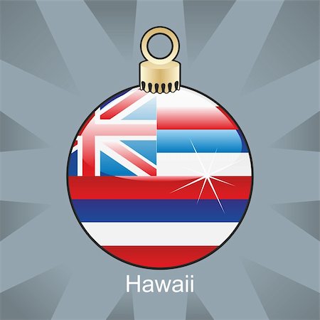 fully editable vector illustration of isolated hawaii flag in christmas bulb shape Foto de stock - Super Valor sin royalties y Suscripción, Código: 400-04775392