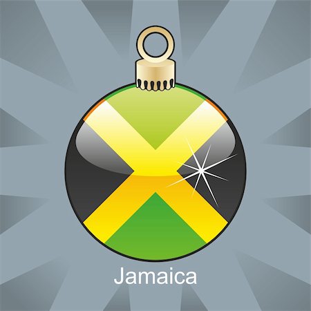 fully editable vector illustration of isolated jamaica flag in christmas bulb shape Foto de stock - Super Valor sin royalties y Suscripción, Código: 400-04775403