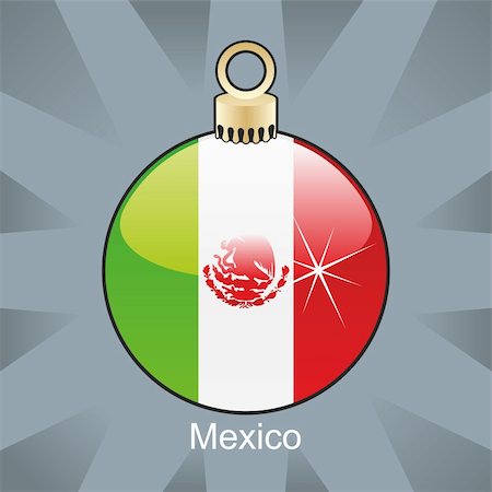 fully editable vector illustration of isolated mexico flag in christmas bulb shape Foto de stock - Super Valor sin royalties y Suscripción, Código: 400-04775432