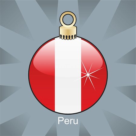 fully editable vector illustration of isolated peru flag in christmas bulb shape Foto de stock - Super Valor sin royalties y Suscripción, Código: 400-04775455