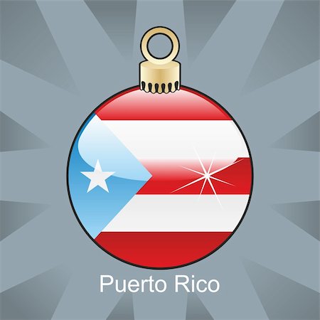 fully editable vector illustration of isolated puerto rico flag in christmas bulb shape Photographie de stock - Aubaine LD & Abonnement, Code: 400-04775459