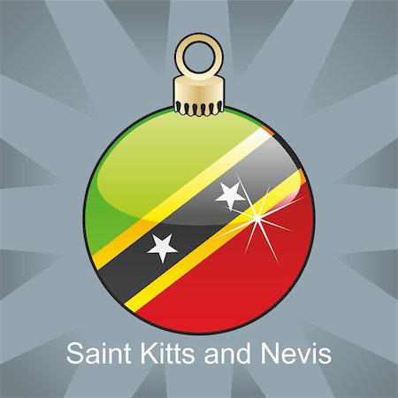 fully editable vector illustration of isolated saint kitts and nevis flag in christmas bulb shape Foto de stock - Super Valor sin royalties y Suscripción, Código: 400-04775464