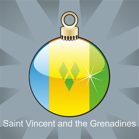 fully editable vector illustration of isolated saint vincent and the grenadines flag in christmas bulb shape Photographie de stock - Aubaine LD & Abonnement, Code: 400-04775466