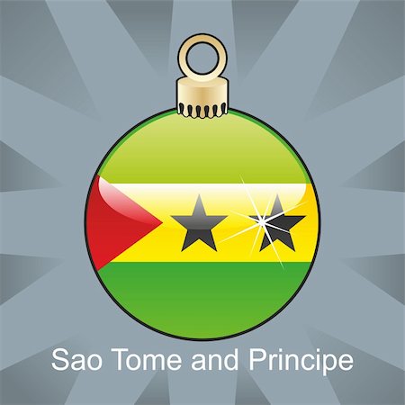 fully editable vector illustration of isolated sao tome and principe flag in christmas bulb shape Stock Photo - Budget Royalty-Free & Subscription, Code: 400-04775468