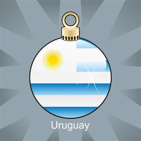 fully editable vector illustration of isolated Uruguay flag in christmas bulb shape Foto de stock - Super Valor sin royalties y Suscripción, Código: 400-04775501