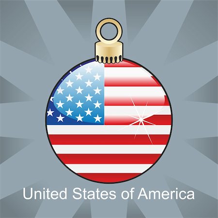 fully editable vector illustration of isolated USA flag in christmas bulb shape Foto de stock - Super Valor sin royalties y Suscripción, Código: 400-04775502