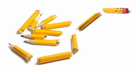 simsearch:400-05289292,k - Broken Pencil Pieces on White Background Stock Photo - Budget Royalty-Free & Subscription, Code: 400-04775853