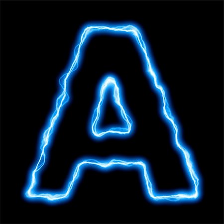 electric lightning or flash font with blue letters on black Photographie de stock - Aubaine LD & Abonnement, Code: 400-04775939
