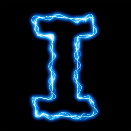 electric lightning or flash font with blue letters on black Foto de stock - Super Valor sin royalties y Suscripción, Código: 400-04775947