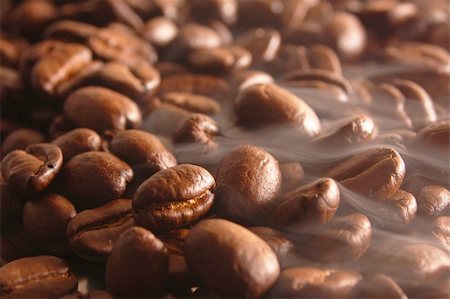 roasting coffee beans with steam and smoke Stock Photo - Budget Royalty-Free & Subscription, Code: 400-04775988