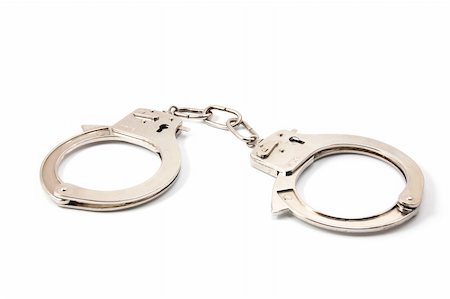 simsearch:400-05300234,k - police handcuffs isolated on a white background Fotografie stock - Microstock e Abbonamento, Codice: 400-04776005