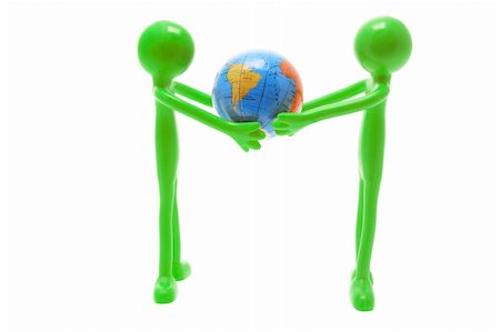 simsearch:400-04774467,k - Rubber Miniature Figures with Globe on White Background Stock Photo - Budget Royalty-Free & Subscription, Code: 400-04776106