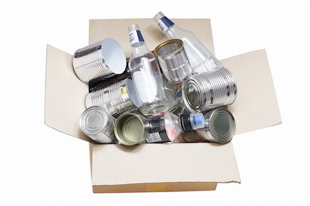 plastic can - Box of Rubbish for Recycle on White Background Stock Photo - Budget Royalty-Free & Subscription, Code: 400-04776134