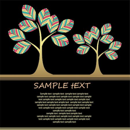 simsearch:400-05901134,k - card design with stylized trees and text. vector illustration  card design with stylized trees and text. vector illustration Stock Photo - Budget Royalty-Free & Subscription, Code: 400-04776210