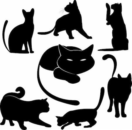 simsearch:400-04154490,k - Black cat silhouette collections Foto de stock - Super Valor sin royalties y Suscripción, Código: 400-04776225