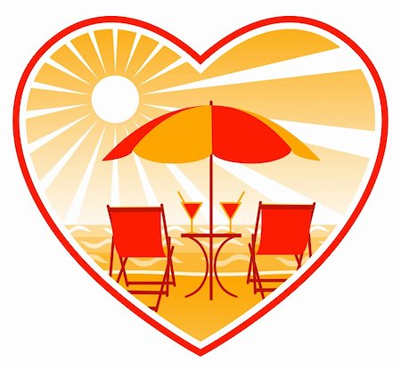 sunbed and cocktail - vector deck chairs and drinks under umbrella on the beach, Adobe Illustrator 8 format Stock Photo - Budget Royalty-Free & Subscription, Code: 400-04776501