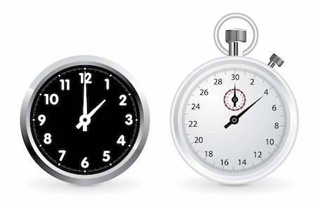 simsearch:400-05719770,k - Realistic clock and stopwatch illustration isolated on white background Stock Photo - Budget Royalty-Free & Subscription, Code: 400-04776512